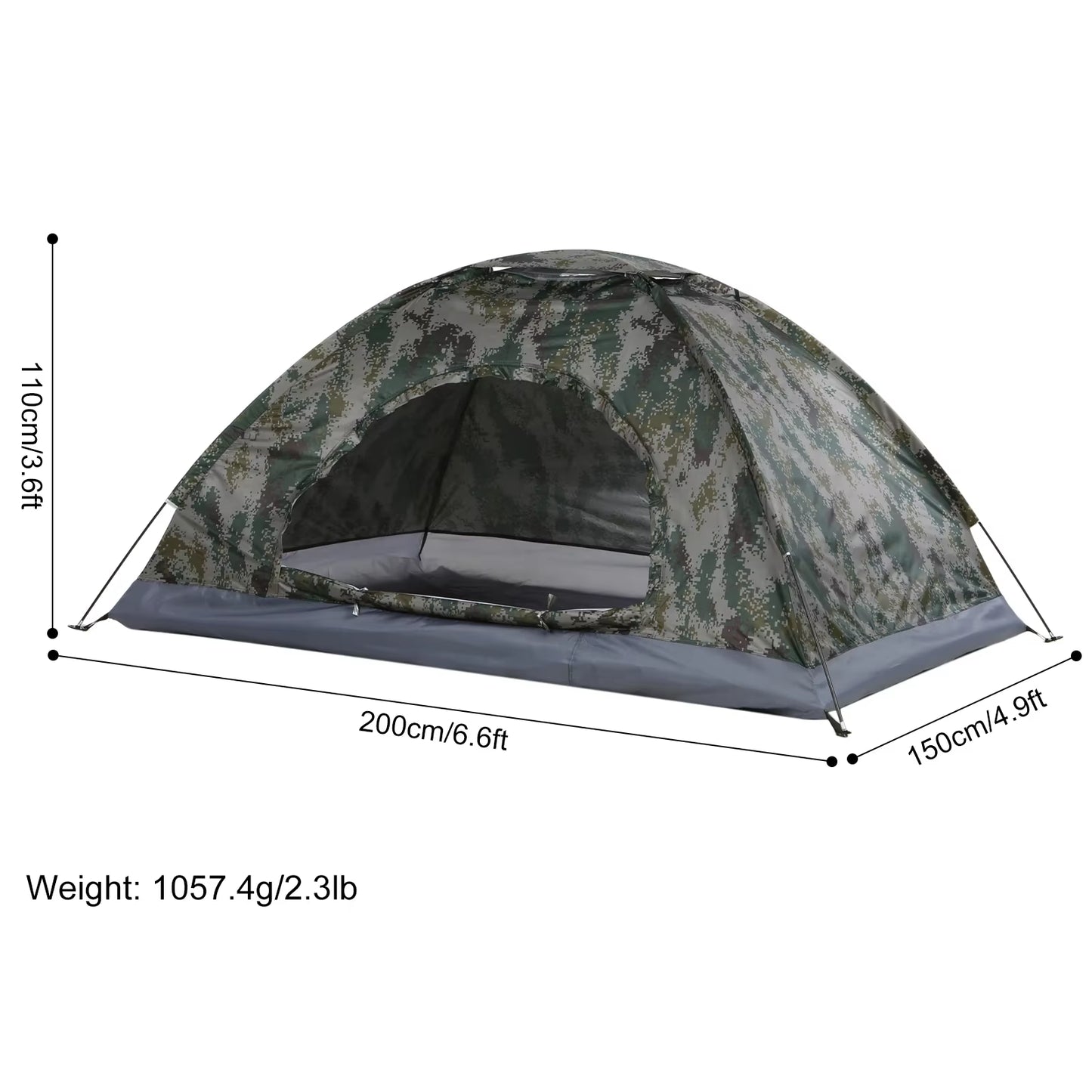 Ultralight 1-Person Camping Tent – Single Layer Outdoor Tent with Anti-UV Camouflage for Hiking and Fishing