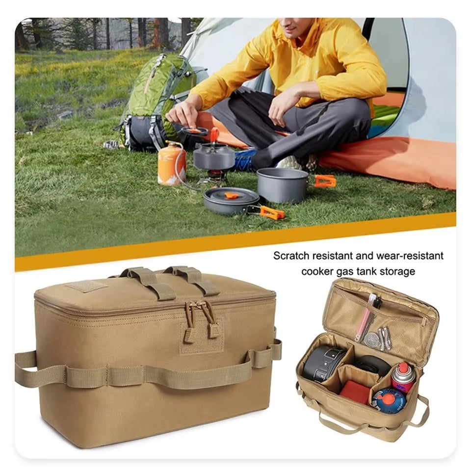 Outdoor Tool Storage Bag – Large Capacity Gas Tank, Cookware, and Utensil Organizer for Camping and Picnics
