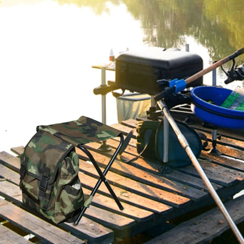 Outdoor Folding Stool Backpack with Cooler Compartment