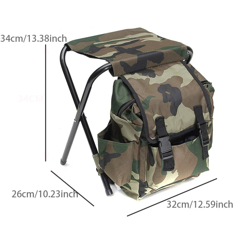 Outdoor Folding Stool Backpack with Cooler Compartment