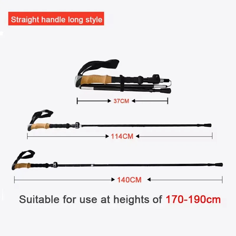 Adjustable Telescopic Hiking Poles – Lightweight, Shock-Absorbent, and Ergonomic Walking Support