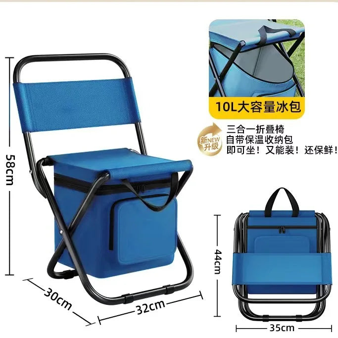 Portable Camouflage Folding Chair with Built-In Ice Bag – Ideal for Camping, Fishing & Hiking