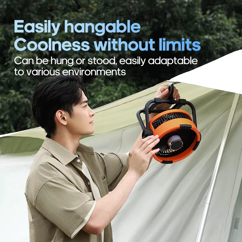 Wireless 6-in-1 Camping Fan – 20000mAh Battery, 4-Speed Tent Ceiling Fan with LED Light and Hook