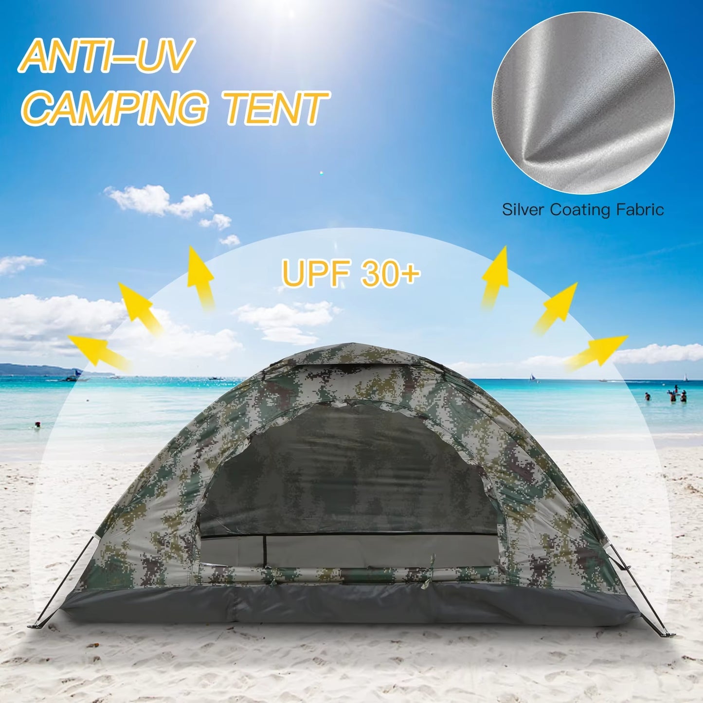 Ultralight 1-Person Camping Tent – Single Layer Outdoor Tent with Anti-UV Camouflage for Hiking and Fishing