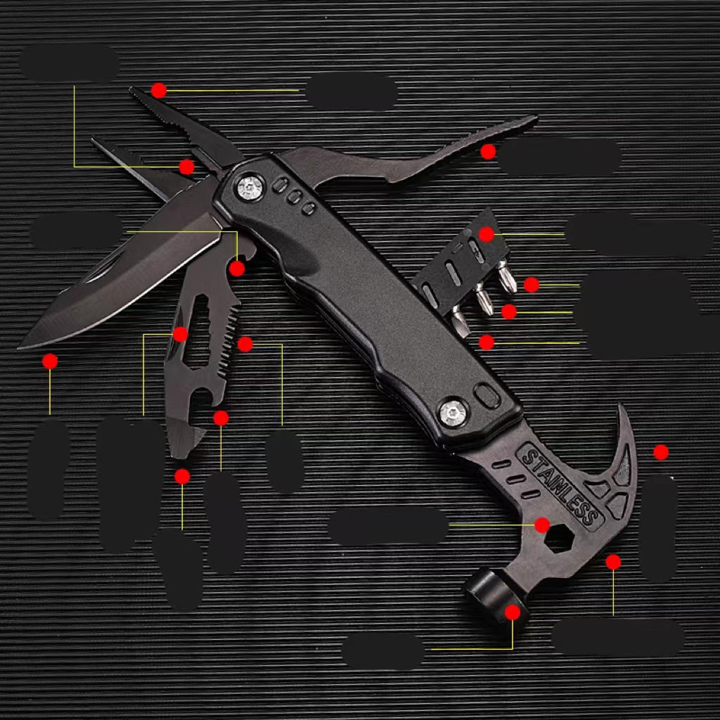 Multifunctional Folding Hammer & Pliers Tool – Stainless Steel