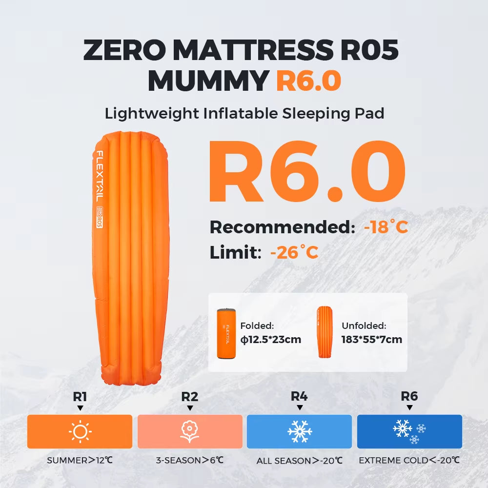 ZERO Mummy Mattress – Ultralight Insulated Inflatable Sleeping Pad for Camping & Hiking