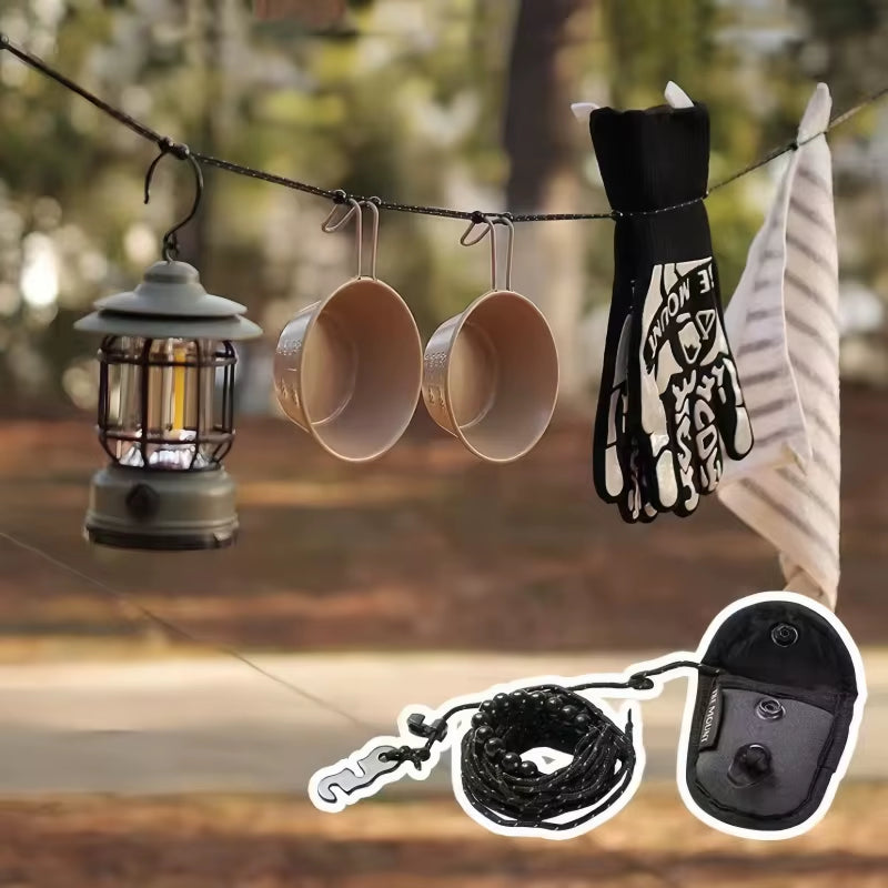 Portable Windproof Camping Clothesline – 300cm Outdoor Travel Rope for Lights, Pots, and Equipment