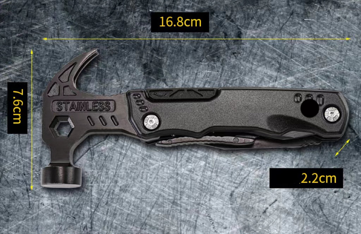 Multifunctional Folding Hammer & Pliers Tool – Stainless Steel