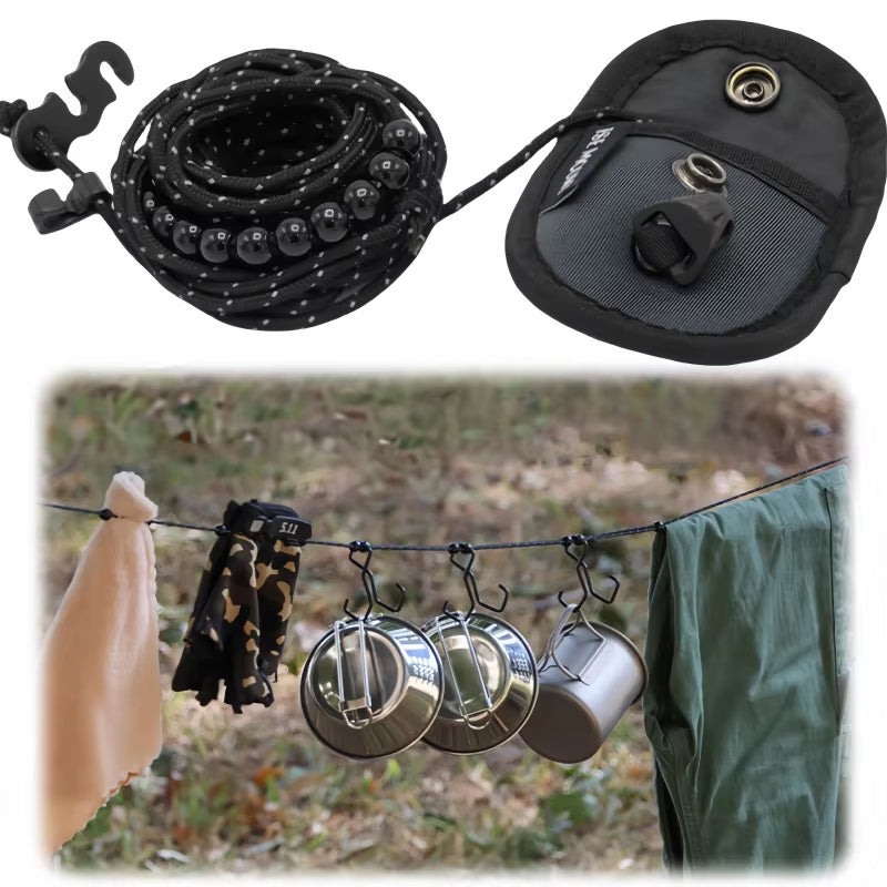 Portable Windproof Camping Clothesline – 300cm Outdoor Travel Rope for Lights, Pots, and Equipment