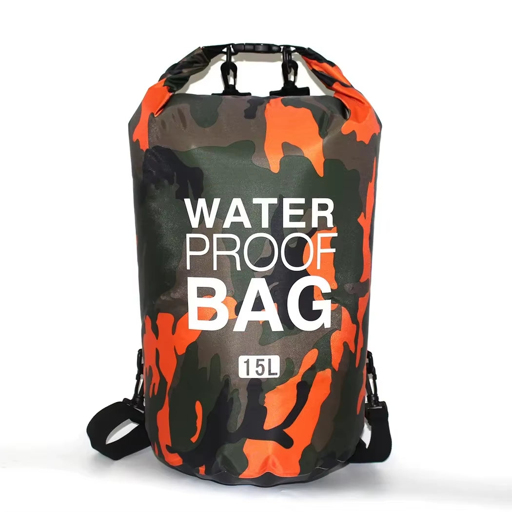 PVC Coated Waterproof Dry Bag – Camouflage Sack for River Trekking, Rafting & Diving (2L–30L)
