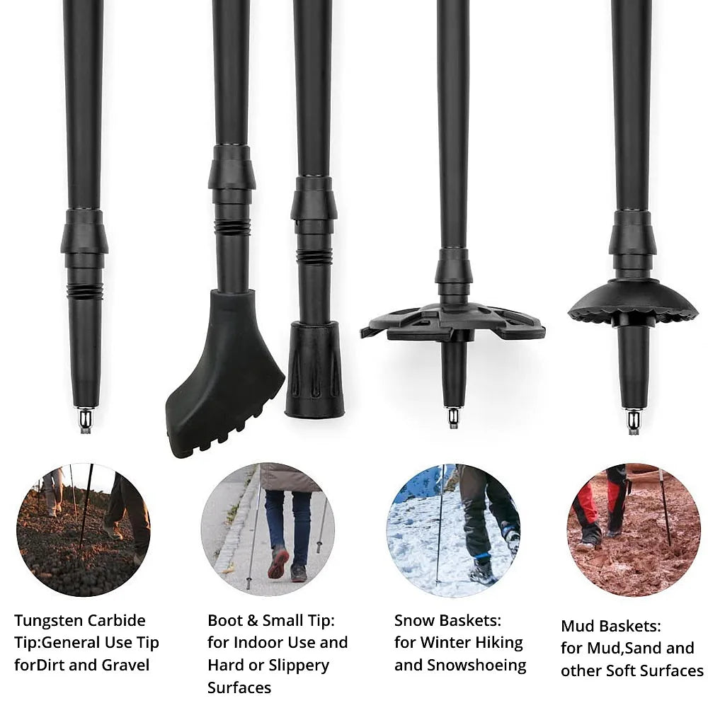 Adjustable Telescopic Hiking Poles – Lightweight, Shock-Absorbent, and Ergonomic Walking Support