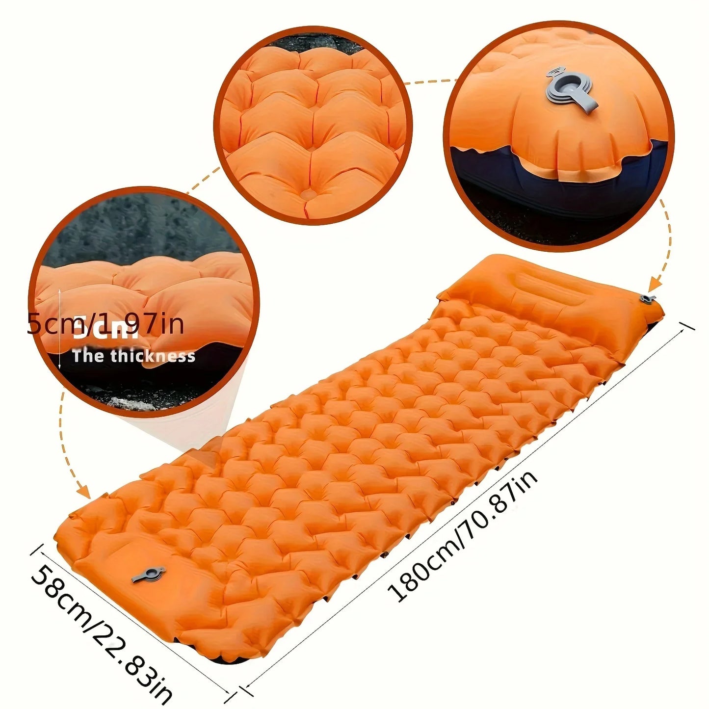 Outdoor Sleeping Pad Camping Inflatable Mattress with Pillows Travel Mat Folding Bed Ultralight Air Cushion Hiking Trekking