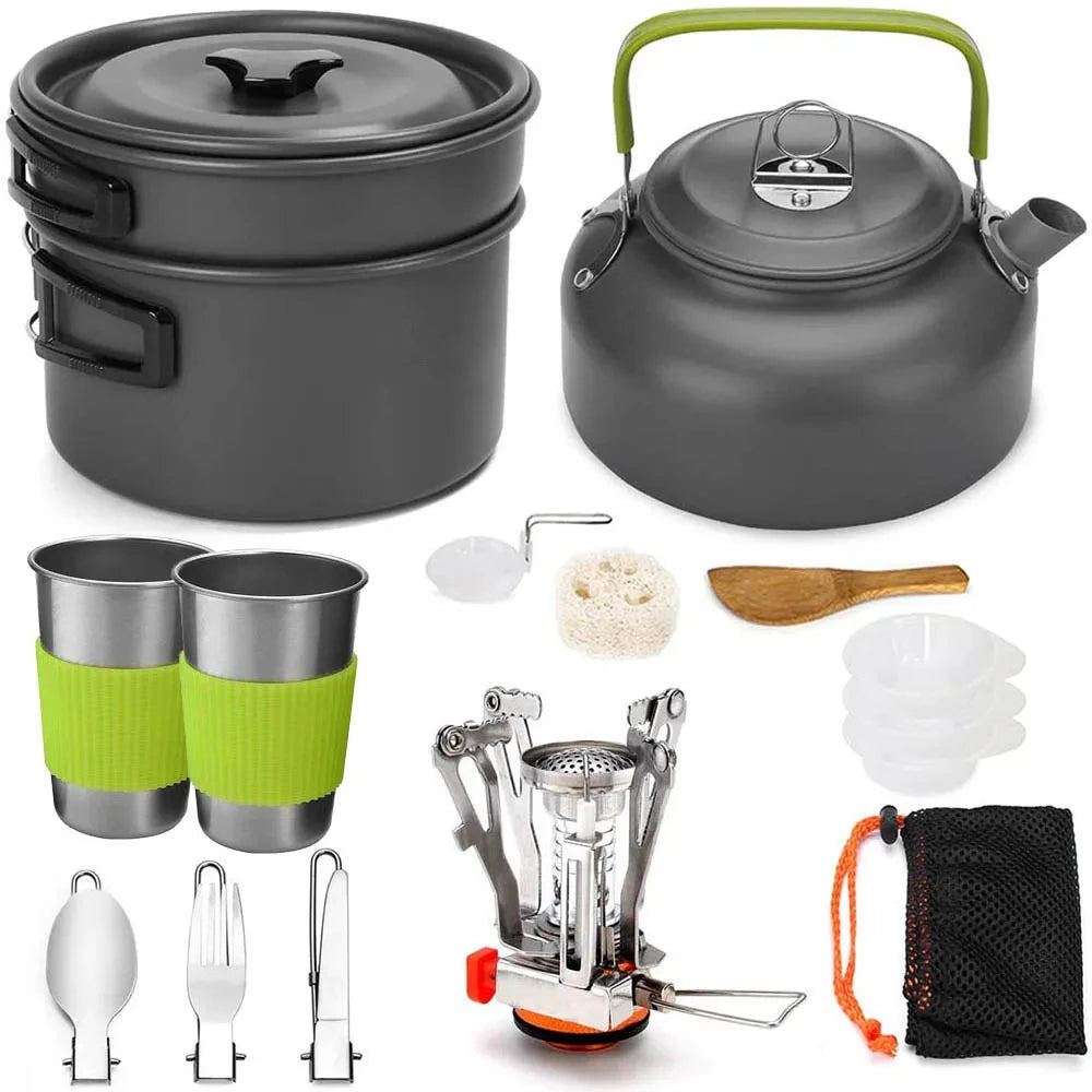 Expedition Elite Outdoor Cooking Set – Premium Aluminum Camping Kit with Pot, Frying Pan, and Teapot