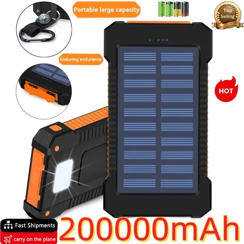 Portable Solar Power Bank – High-Capacity External Battery with Fast Charging and Solar Panel