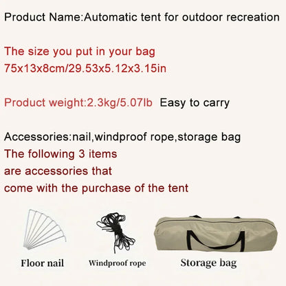 Durable Automatic Outdoor Tent – Double-Layer, Foldable & Windproof for Camping & Hiking