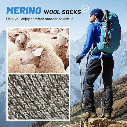 Merino Wool Hiking Socks for Men – Warm, Thick, and Breathable (5 Pairs)