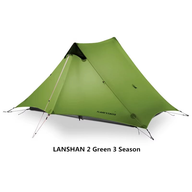 2024 Lanshan 2-Person Ultralight Tent – Professional 3-Season Rodless Camping Shelter (15D Silnylon)