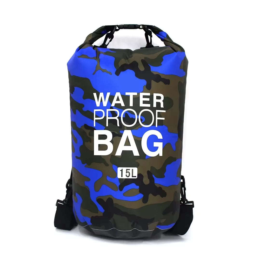 PVC Coated Waterproof Dry Bag – Camouflage Sack for River Trekking, Rafting & Diving (2L–30L)