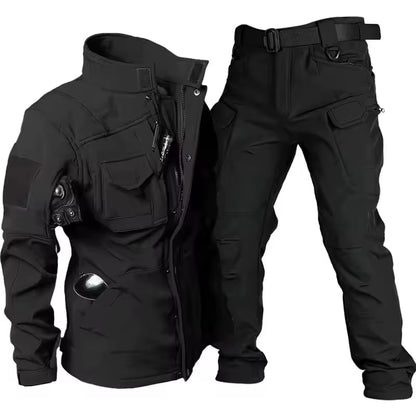 Waterproof Shark Skin Tactical Sets Mens Thicken Fleece New Soft Shell Combat Jackets+Windproof Warm Cargo Pant 2 Piece Set